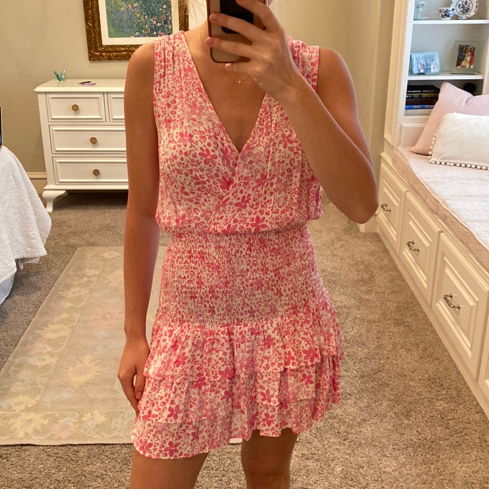 Pink floral mini dress - Size S